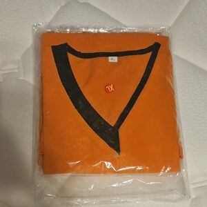 Orange V-Neck Scrub Top + Bottoms XL